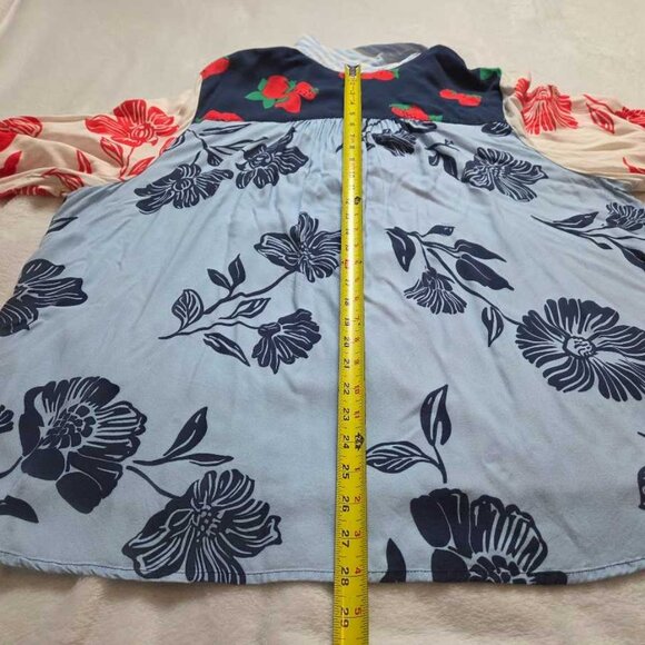 Plus 2X Maeve x Anthropologie Paz contrast button down shirt blouse red blue - Picture 9 of 10